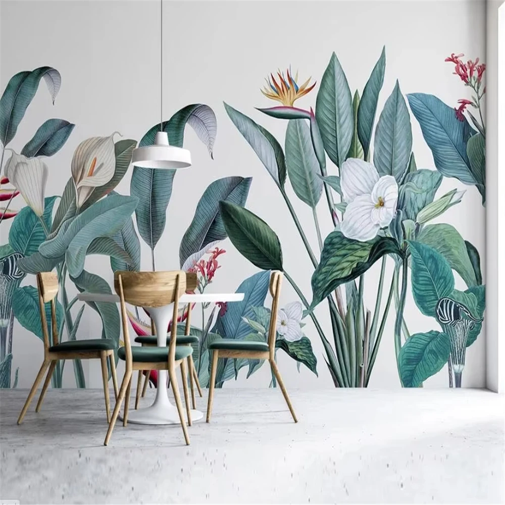 Custom Tropical rainforest papel de parede 3d wallpapers for living room landscape marbled background 3D wall painting Stickers