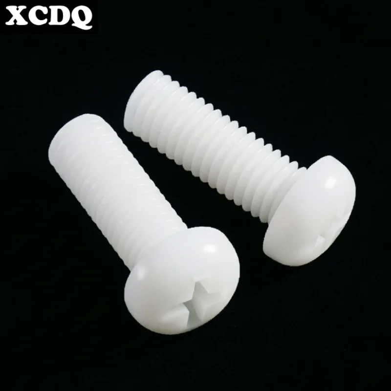 100pcs M3 Nylon PA66 Pan Head Phillips Screws White Plastic Insulated Machine Bolts for Electronics/DIY PC Board 4-12mm Length