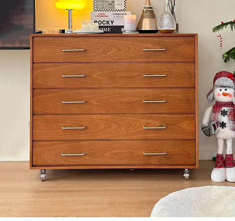 A Antique Style Living Room Bedroom Storage Cabinet Retro Style Sideboard Cabinet with Pulley
