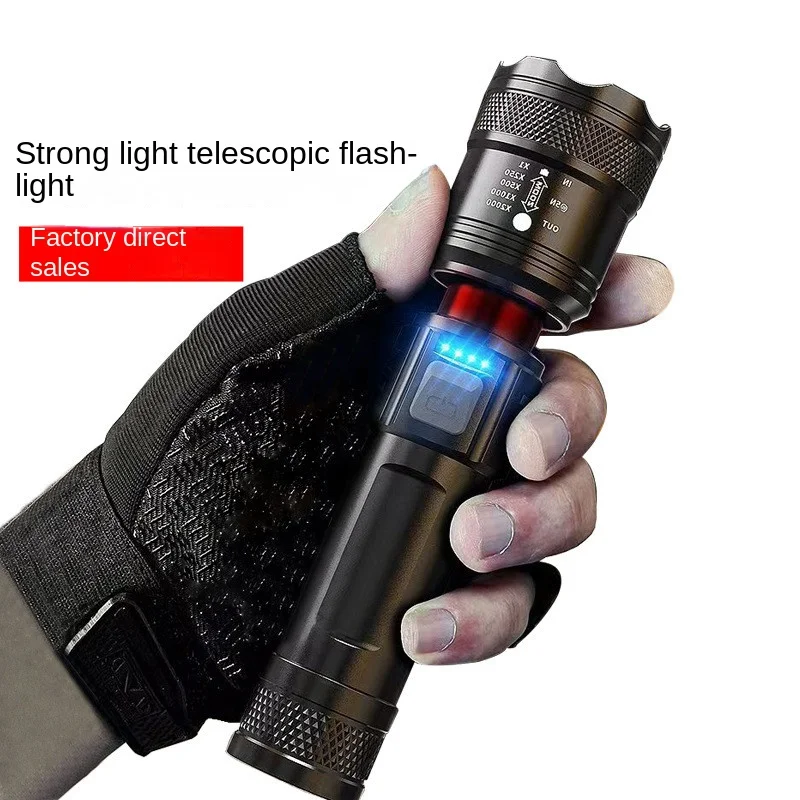 Led Flashlight Bright Outdoor Charging Usb Retractable Focus Emergency Household Flashlight Фонарик 손전등 Linterna Led Recargable