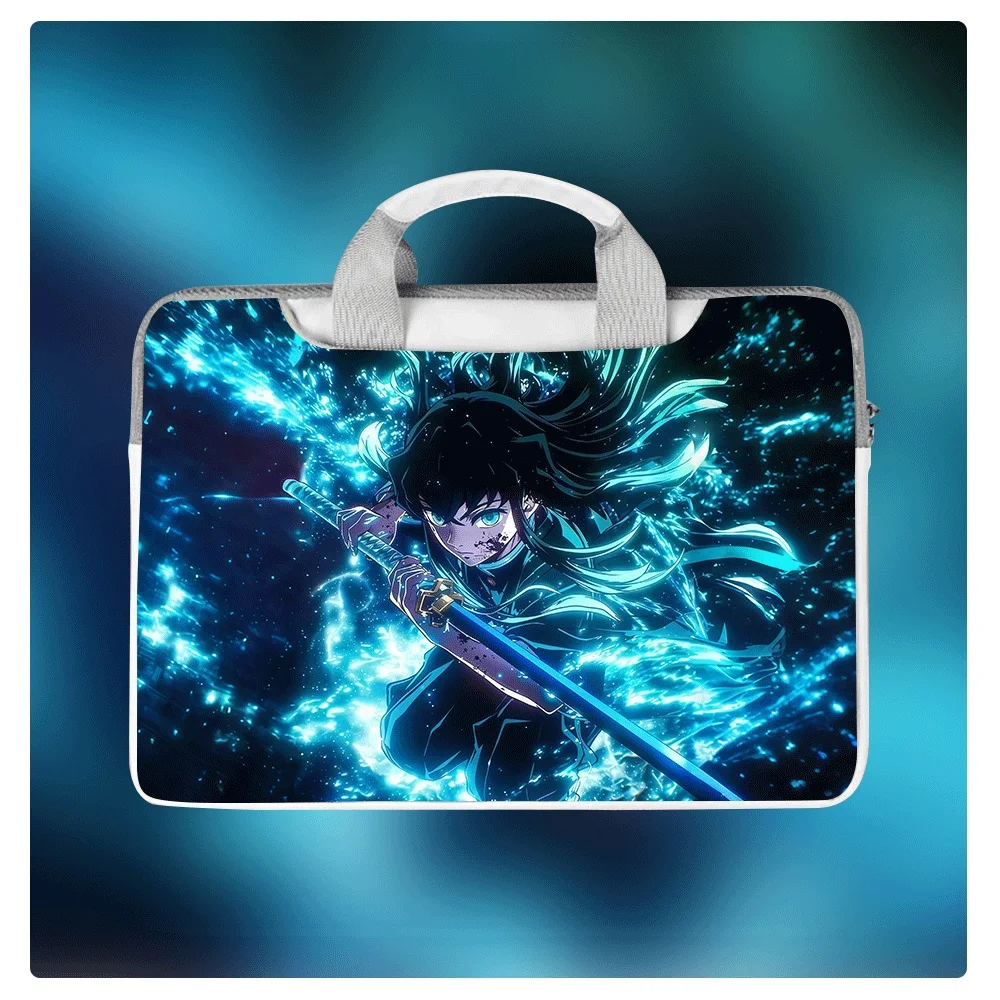 

Сумка для ноутбука Demon Slayer, 12-16 дюймов, с принтом персонажей мультфильмов, водонепроницаемая, противоударная, с плюшевой подкладкой, сумка через плечо, подарок