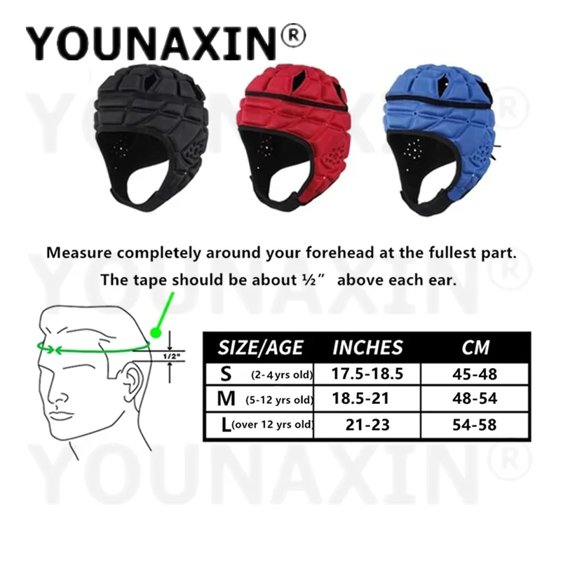 Unisex Rugby Helmet Headguard Headgear Soccer Cap Head Protector Soft Protective Helmet for Kids Youth Football S M L
