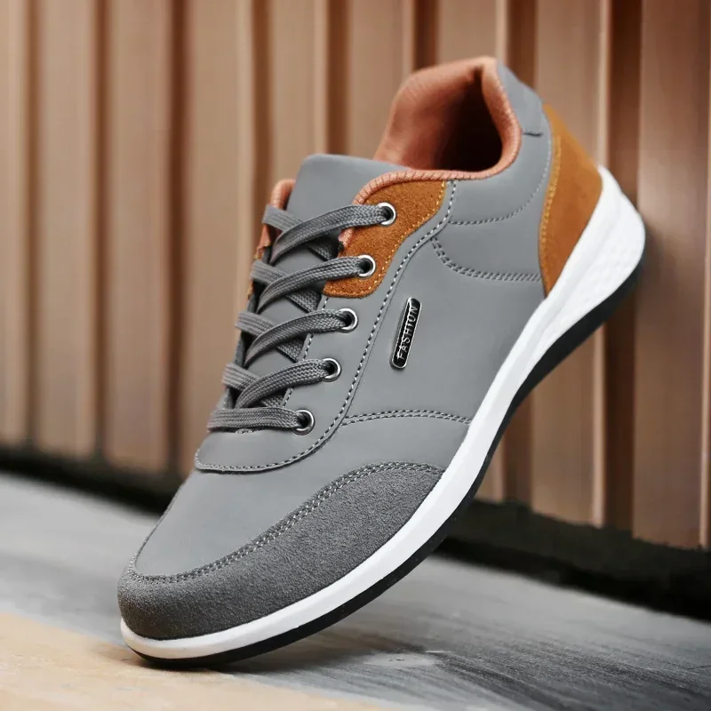 

Spring And Autumn Waterproof Walking Sports Shoes Leisure Leather Flat Anti-slip Wear-resistant Men's Tennis Shoes Large Size 48