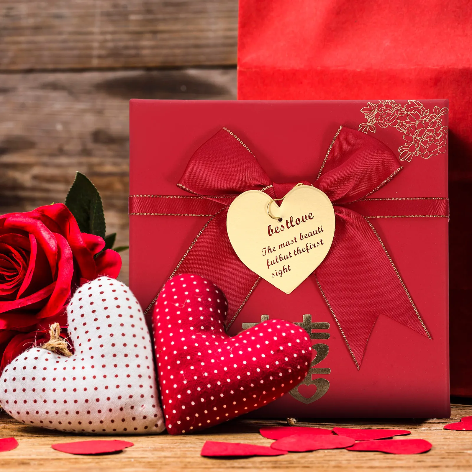 

4 Pcs Red Bow Gift Boxes Pink Home Decor Chinese Wedding Candy Boxes Large Capacity Not Fade Elegant Packing Case Party Favor