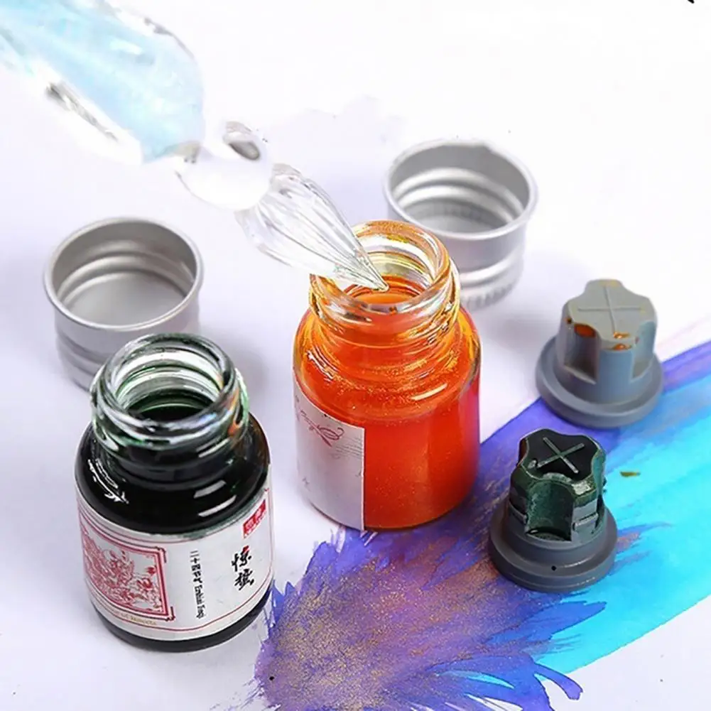 5ml 24 colori oro polvere calligrafia inchiostro Glitter polveri pittura inchiostro penna stilografica colorata inchiostro Graffiti sicuro vetro scrittura inchiostro