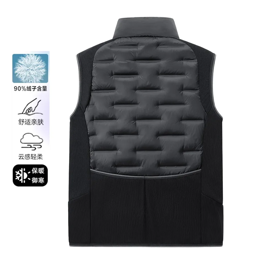 2026 Stand Up Collar  90 Down Vest Waistcoat Black Vestes Patchwork Autumn Winter Zipper Vest Men Lightweight Warm Vest Jacket