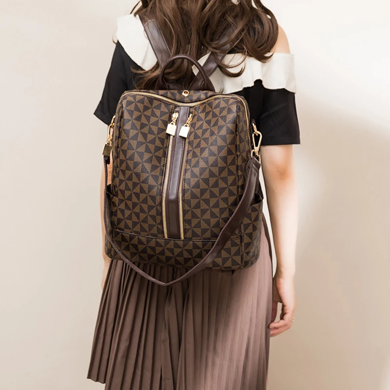 

2025 new fashionable printed backpack retro large capacity backpack handbag casual travel bag multifunctional backpack