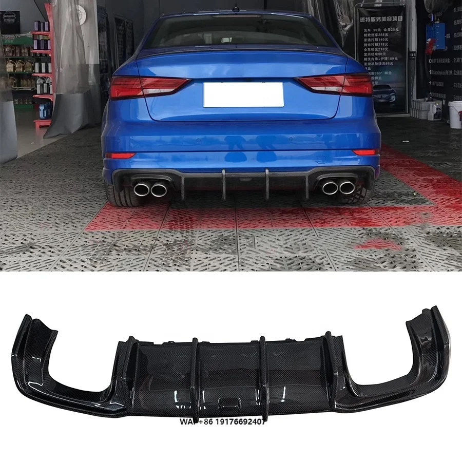 

S3 Carbon Fiber Rear Bumper Diffuser forAudi A3 S3 RS3 SLINE Sedan 2017-2019 Rear Lip Spoiler Bodykit