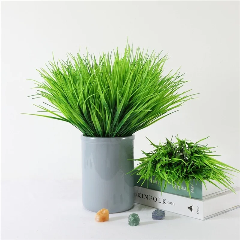 6pcs/lot Artificial Plastic 7 Branch Spring grass Plant Artificial Flower Wedding Flower Decoration Christmas Home Decoration