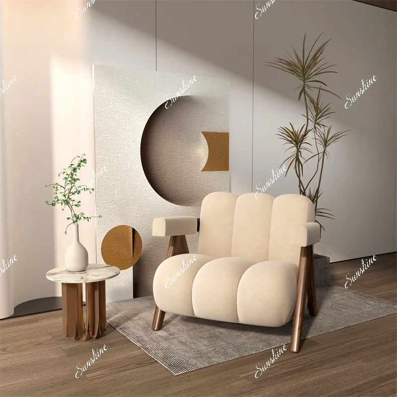 

Nordic Wood Living Room Chairs Modern Living Room Sofas Home Balcony Single Leisure Back Armchair Fabric Sofa Chair Furniture