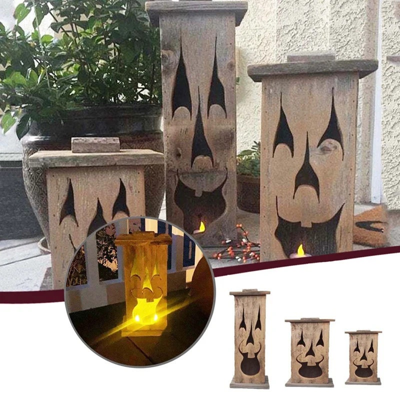 Lantern, Retro Candle Lantern Ornament Funny Emoticons Candle Lanterns Decor Creativehalloween Fall Party Props Decor