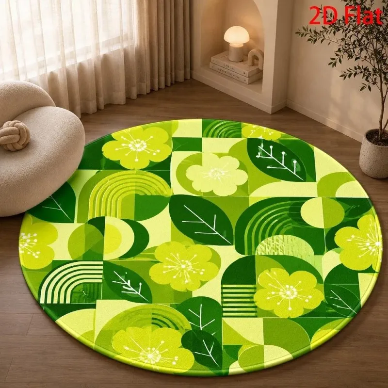 Round Area Rug Pink Flower Pattern Carpet Romantic Floral Home Decor Floor Cover for Bedroom Living Room Lounge Entryway Accent