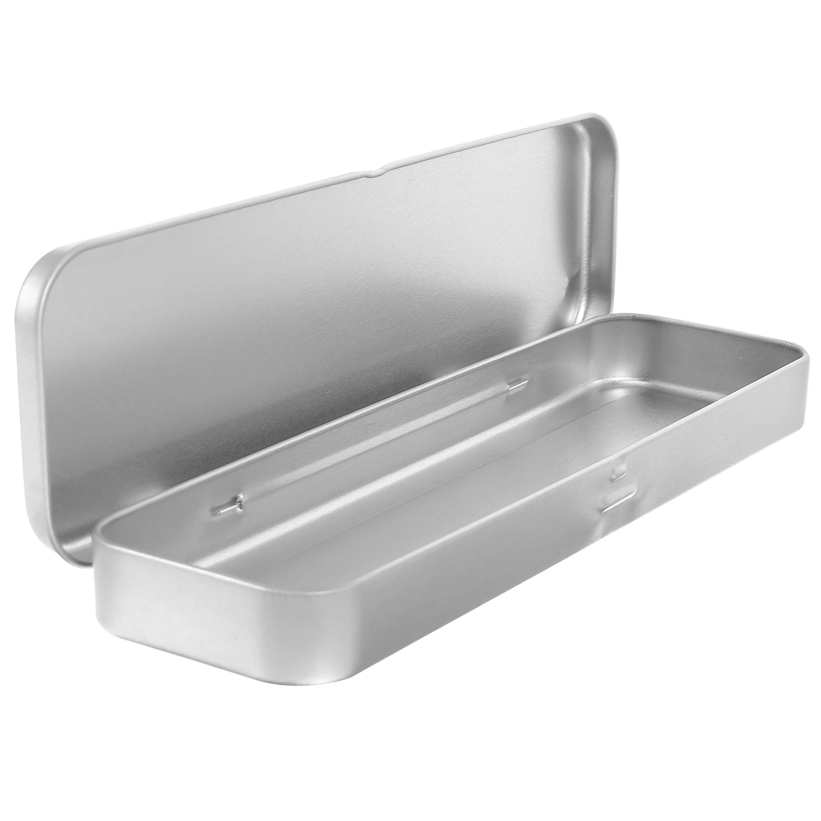 

1pc Pencil Case Metal Rectangular School Supplies Silver Boxes Travel Storage Pen Pencil Eraser Stationery Container