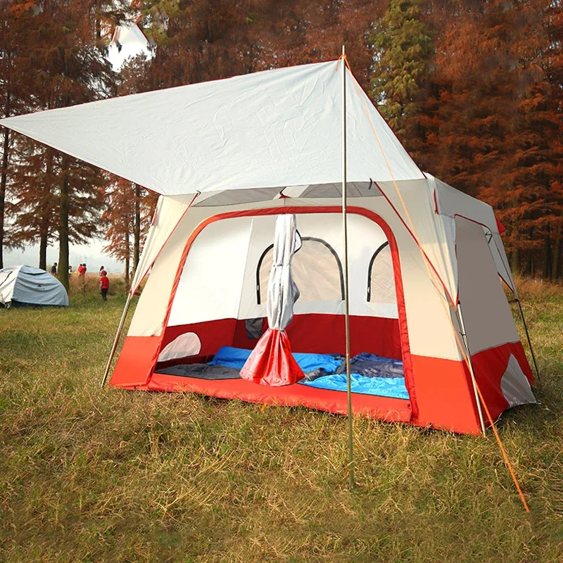 TWO Room Tents Camping with Large Pace Pop Up Tents Automatic for 5-8 Person Having Curtain