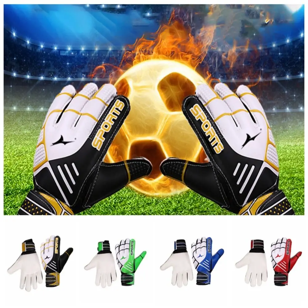 1 Pair Anti-Slip Kids Goalie Gloves Size 5-10 Finger Protection Goalkeeper Gloves Major Double Layer Wrist Play Football