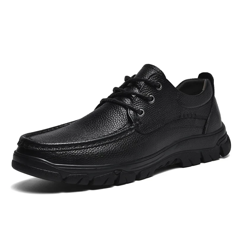 2026 New Handmade Genuine Leather Shoes 46 Men Loafers Soft Leather Men Thick Sole Casual Shoe Male Footwear Black Brown Slip-on