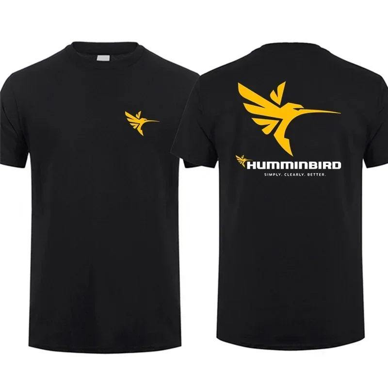 

Men T Shirt Casual New Humminbird Fishing Logo T-shirt Graphic Summer Short Sleeves 100% Cotton S-3XL