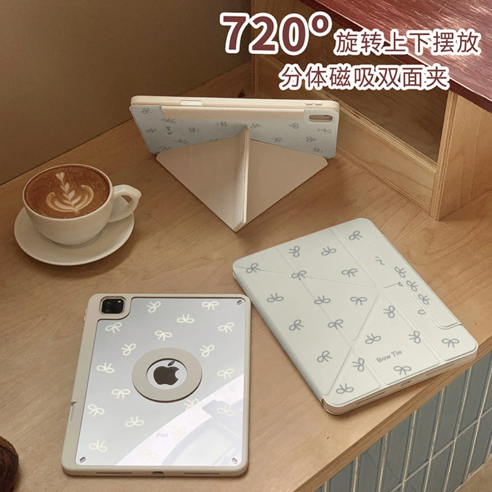 Ins Simple Bow For Magnetic Tablet Case For iPad Pro 11 12.9 13 M4 M3 M5 Shell 8.3 9.7 10.2 5/6/7/8/9 10/11th Air 3 4 5 6 Cover