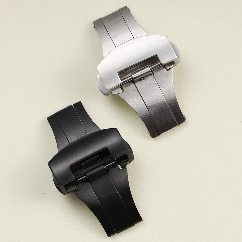 

new 20 22mm solid brushed silver black stainless steel deployment clasp for Panerai metal black silver folding buckle