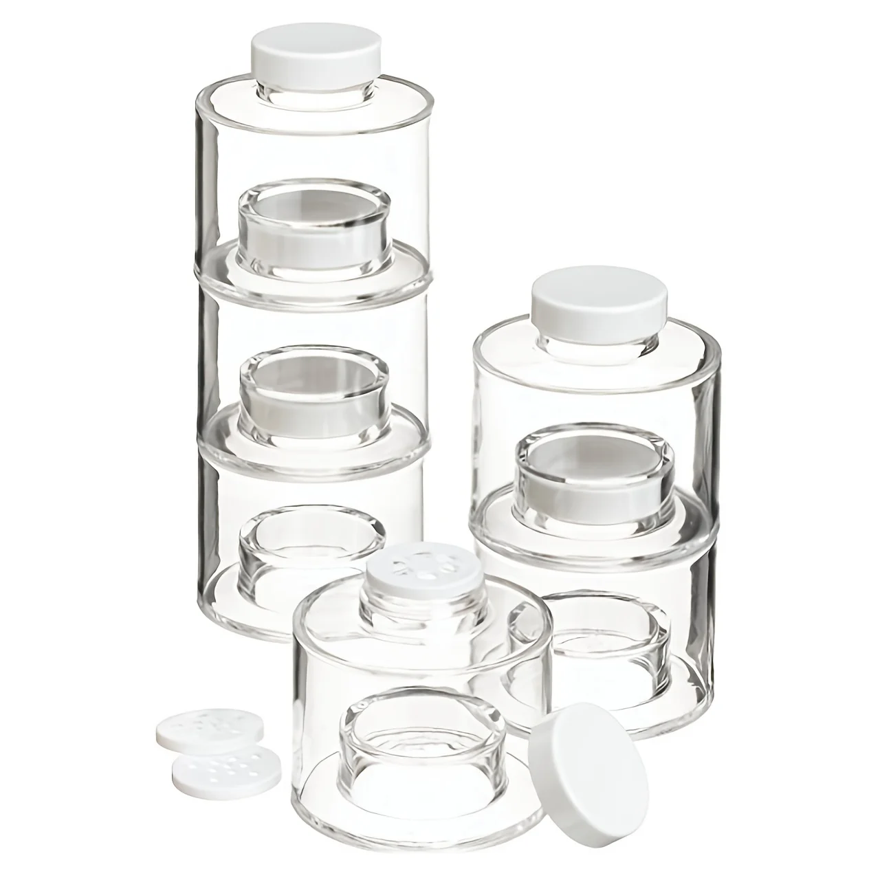 Stackable Spice Rack, Set of 6 Spice Jars Tower, Space Saving Kitchen Spice with Lids, for Herbs, Condiments, Spices Seasoning