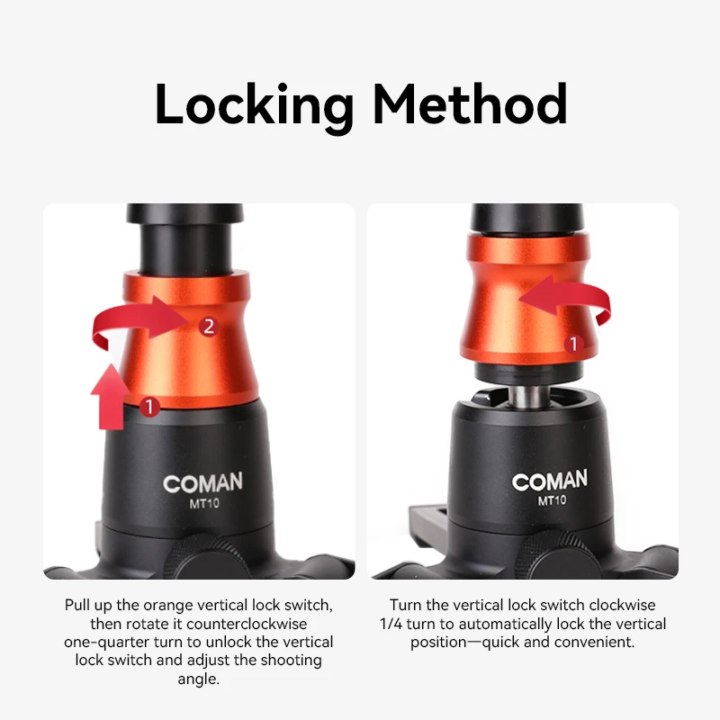 Coman Mt10 Aluminum Alloy Tripod Stand with 3/8