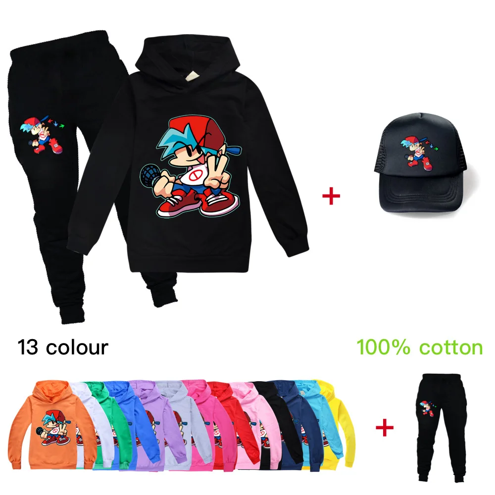 

Friday Night Funkin Kids Clothes Fall Hoodies Sweater Cotton Sweatshirt Suit Cartoon Set Teenager Boys Girls Clothing Pullover