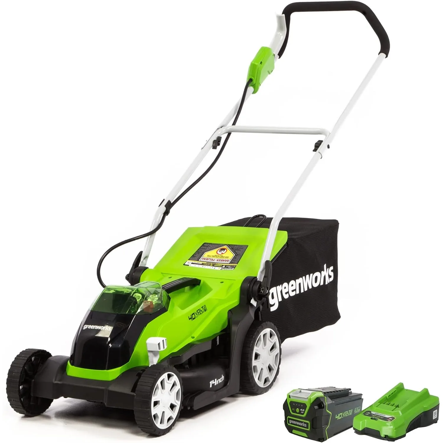 

40V 14" Cordless (Push) Lawn Mower (75+ Compatible Tools), 4.0Ah Battery and Charger Included，50.4"D x 15.8"W x 40.47"H