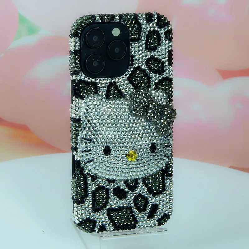

Чехол для iPhone Sanrio Y2K Hello Kitty с аниме-дизайном, стразами, для моделей 17, 16, 15, 14 Pro Max, роскошный, для девочек, праздничный подарок