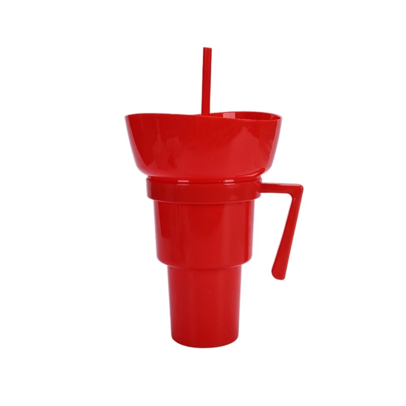 lanche e bebida, tigela bebida combinada multifuncional, recipiente portátil lanche, milho com alça e canudo