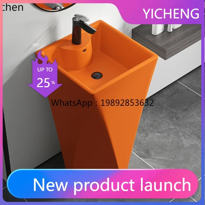 

Ceramic Pedestal Basin Integrated Floor-Standing Wash Basin for Bathroom, Balcony, Hotel
