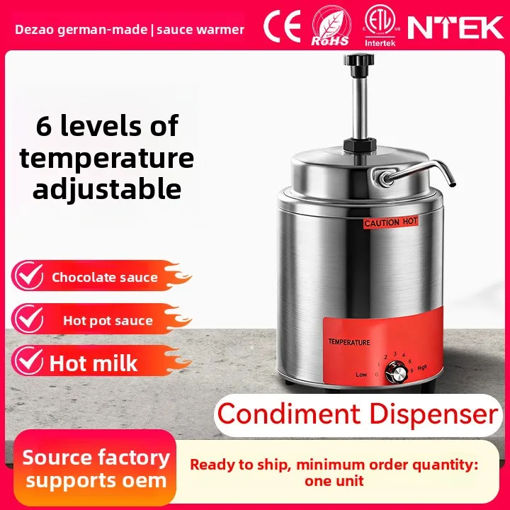 Buffet sauce dispenser 304 stainless steel cheese insulation bucket sauce pump butter commercial electric heating