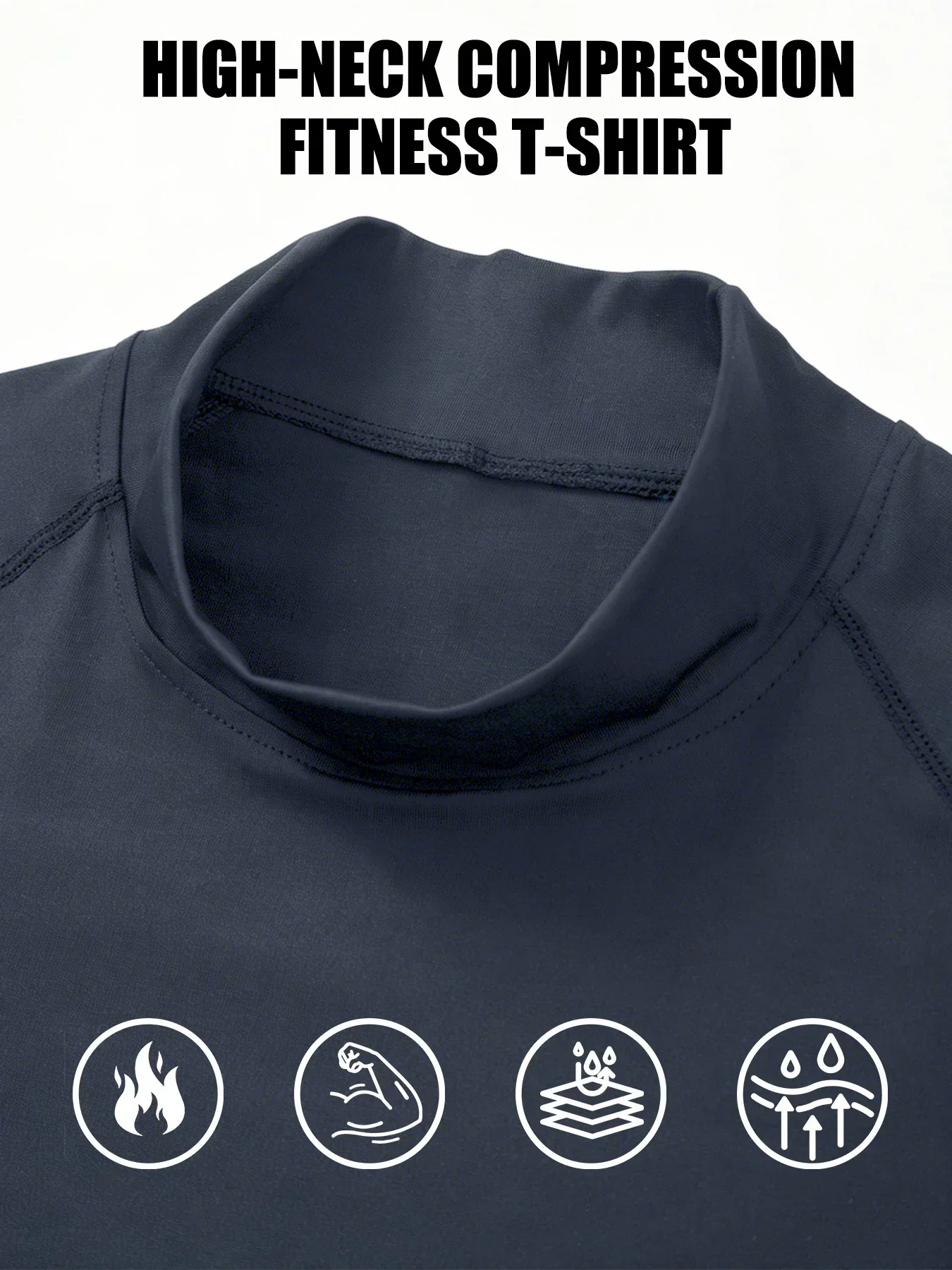 Herren Schnelltrocknende Sportshirts mit Stehkragen und Kurzen Ärmeln, Atmungsaktive Baselayer für Fitness, Laufen, Training und Sport – Detail 10
