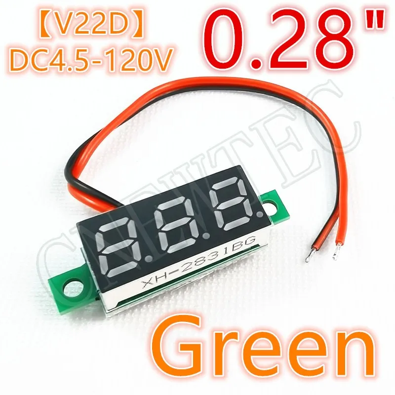 Two-wire 0.28 inch DC4.5-120V Super Mini Digital Red Green Blue LED Car Voltmeter Voltage Volt Panel Meter Battery Monitor