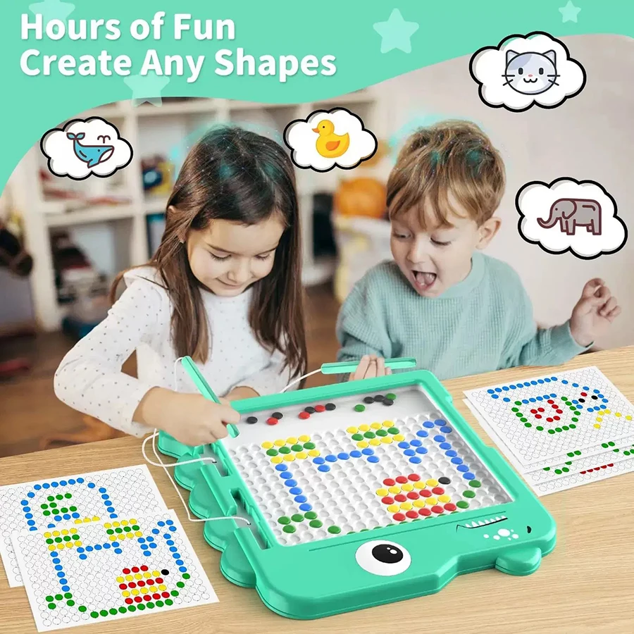 Magnetisches Zeichenbrett für Kinder, DIY-Graffiti-Spielzeug, magnetischer Stift und Perlen-Puzzle-Spielzeug, Kindergeburtstagsgeschenk, Weihnachtsgeschenk