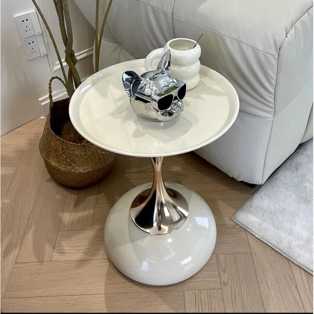 small apartment European wrought iron corner table balcony mobile coffee table bedroom bedside small round table sofa edge table 4