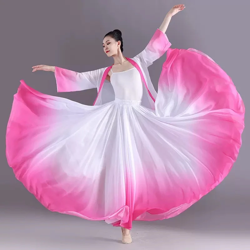 

540 Degrees Ballet Dance Skirts Women Elegant Long Gradient Flowy Skirt Gymnastics Practice Dancewear Classical Dancing Costume