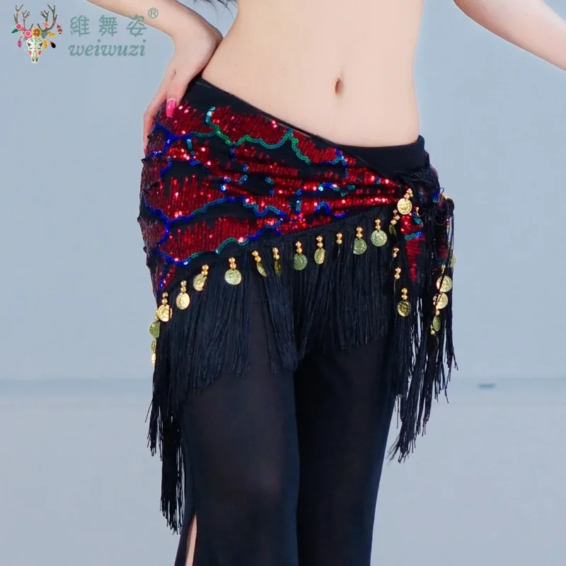 Elegante Buikdans Prestaties Pailletten Kwastje Taille Heup Sjaal Driehoek Sjaal Vrouwelijke Oosterse Dans Praktijk Wikkelrok Kleding