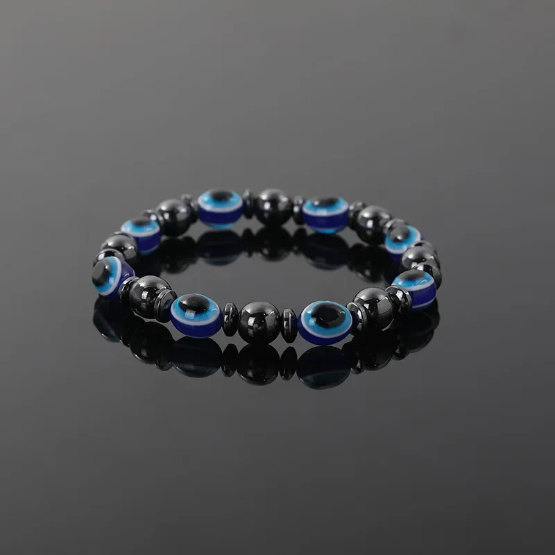 New Arrival Turkish Evil Eyes Bracelet Hematite Stone Therapy Health Care Magnetic Bangle Yoga Bracelets for Women Men Jewelry