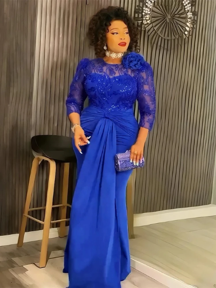 

Африканские вечерние платья больших размеров для женщин, Дашики, сексуальное облегающее длинное платье с блестками, элегантное мусульманское свадебное вечернее платье в Турции