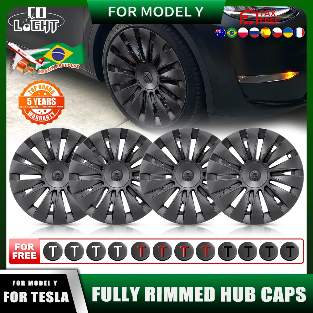 4PCS 19 Inch Wheel Caps For Tesla Model Y Wheel Cover Performance Replacement Wheel Hub Cap Full Rim Cover Accessories 2018-2023