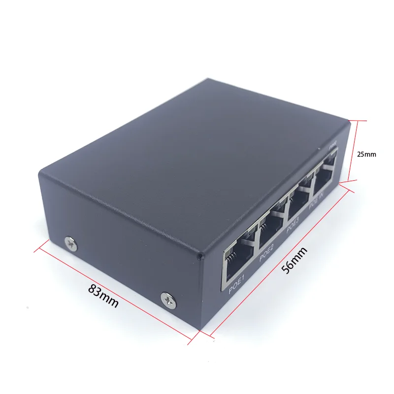 Extender POE in metallo a 1 + 3 porte, IEEE 802.3af/at PoE + Standard, 10/100Mbps, ripetitore POE 100-500 metri (328 piedi), Extender