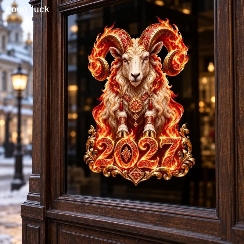 AnswerChristmas Sheep Zodiac Wall Stickers Detachable Festival Glass Window Decorations Art Wallpaper For Living Room Home Deco