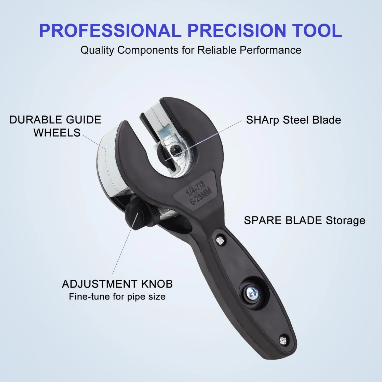 Ratcheting Tubing Cutter (6-23mm/8-29mm) 360° Close Tube Compact Cutter with Deburring Tool for Cutting Copper and Metal Pipes