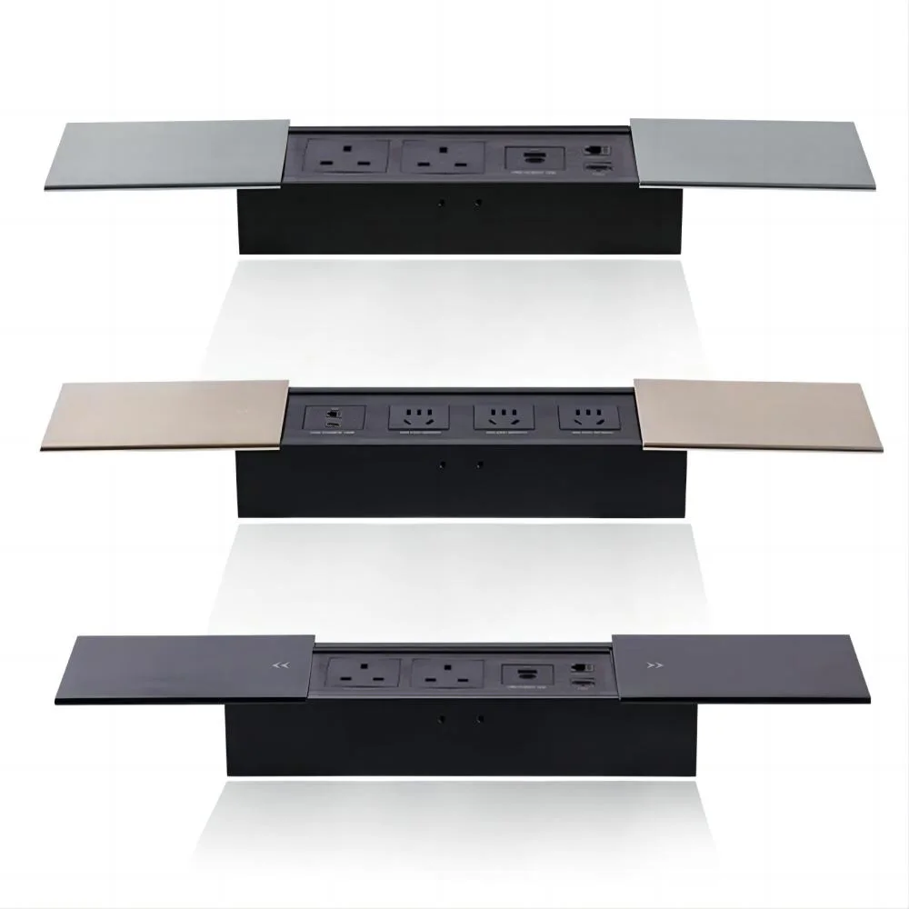 MANLEIKE Table Hidden Socket Embeded Sliding Cover Hidden Outlet Office Conference Desktop Socket With USB,Type-c,Network, Hdmi