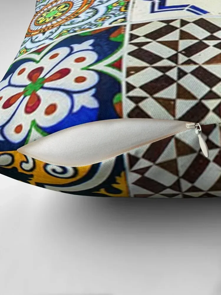 Colorful Portuguese Tile Throw Pillow bed pillows christmas cushions covers Luxury Cushion Cover pillow