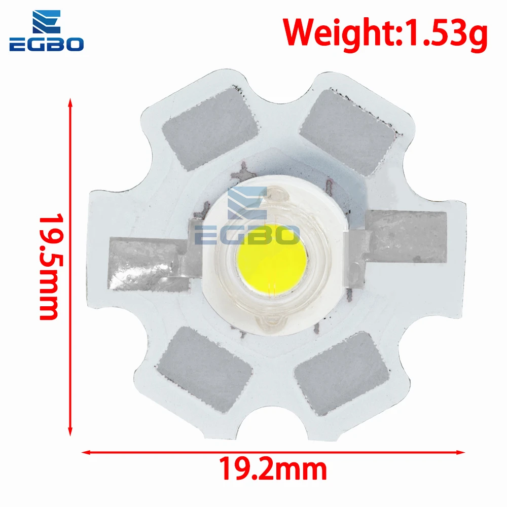 고출력 LED 비즈 풀 스펙트럼 퓨어 화이트, 20mm 블랙 스타 PCB 방열판, 알루미늄 기판, DIY 조명, 10 개, 1W