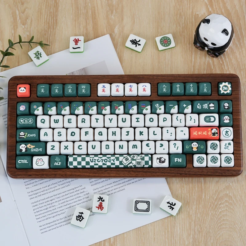 

130-клавишные колпачки для клавиш Mahjong Panda MOA GMK PBT для механической клавиатуры, сублимационная краска, игровые колпачки на заказ