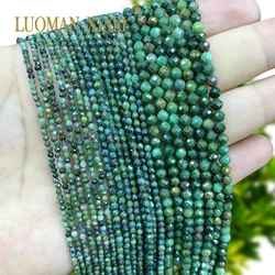 2 3 4MM Natural Stone AA Faceted African Green Jasper Loose Round Spacer Beads for Jewelry Making DIY Bracelet Accessories