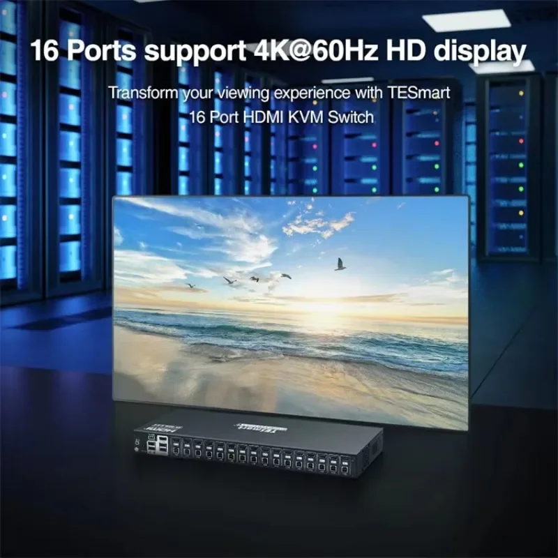 TESmart 16 Port for KVM Switcher 4K60Hz Support RS232/LAN Control Stock Available