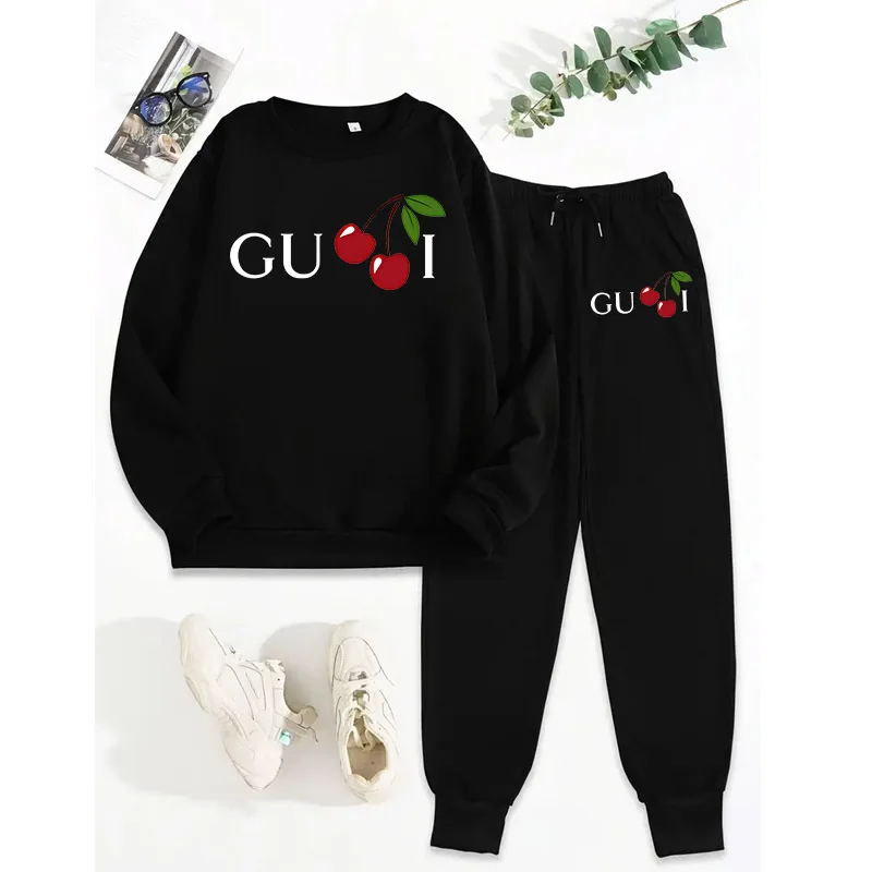 High Quality Women\'s Suit O-Neck Sweatshirt + Pants Two Piece Set Woman Outdoor Gym Clothing Casual Harajuku Fashion Tracksuit